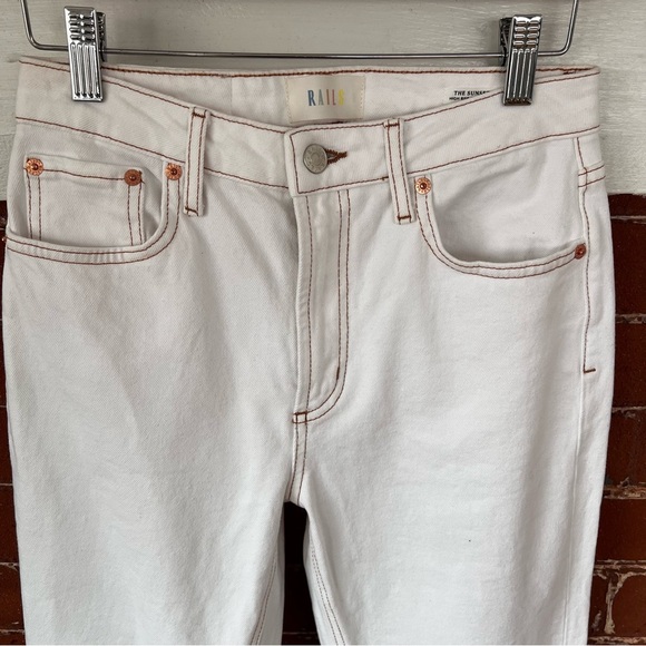 Rails The Sunset High Rise Slim Flare Jeans in White Denim High Waisted Pant - Picture 4 of 9